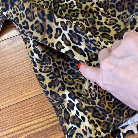 🌹ANIMALPRINT belted blazer / jacket button down lapel collar pockets 💯cotton L - Picture 11 of 14